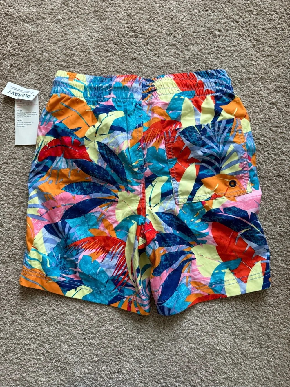 NWT Old Navy Tropical Swim Shorts - Blue Orange Multi Size L (10-12)
